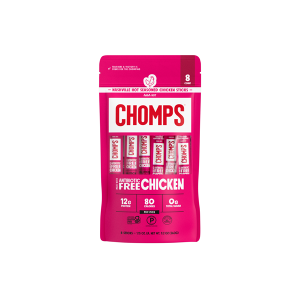Chomps Antibiotic Free Nashville Hot Chicken Meat Sticks, 8 Count