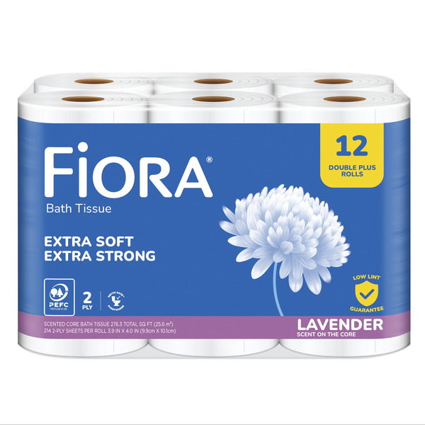 Fiora 2-Ply Lavender Double Plus Rolls Bath Tissue Same-Day