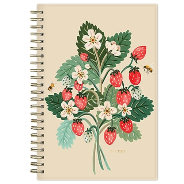Blue Sky Bespoke Letterpress Undated Plastic Cover, Strawberry & Bee Personal Organizer, 5 x 8 in