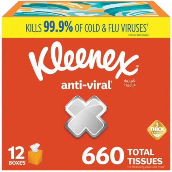 Kleenex Anti-Viral Facial Tissues Cube Box 3 Ply Same-Day Delivery