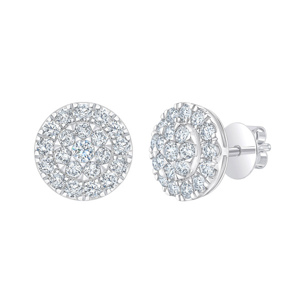 Round Brilliant 1.00 ctw VS2 Clarity, I Color Diamond 14kt White Gold Earrings