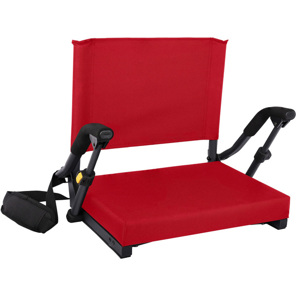 Cascade Mountain Tech Defender Pro Padded Stadium Seat with Stowable Armrests - Red