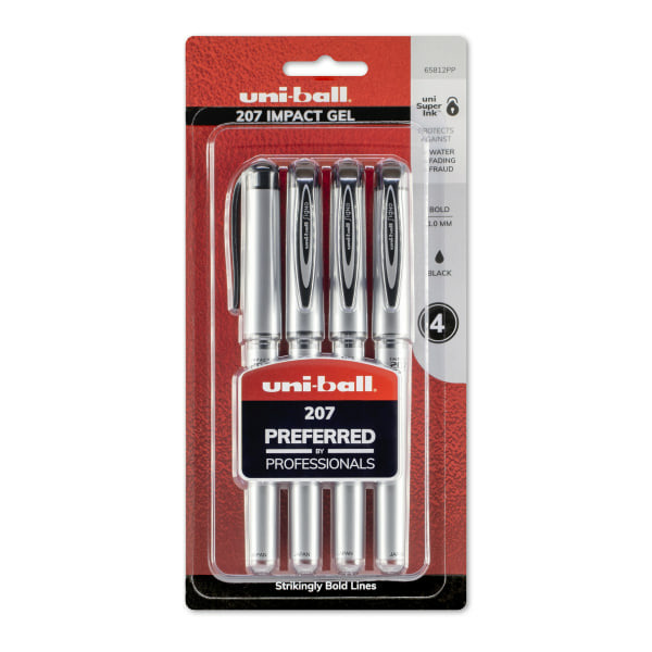 Uni-Ball 1.0 mm Black Gray Barrel Black Ink Bold Point Gel Pens