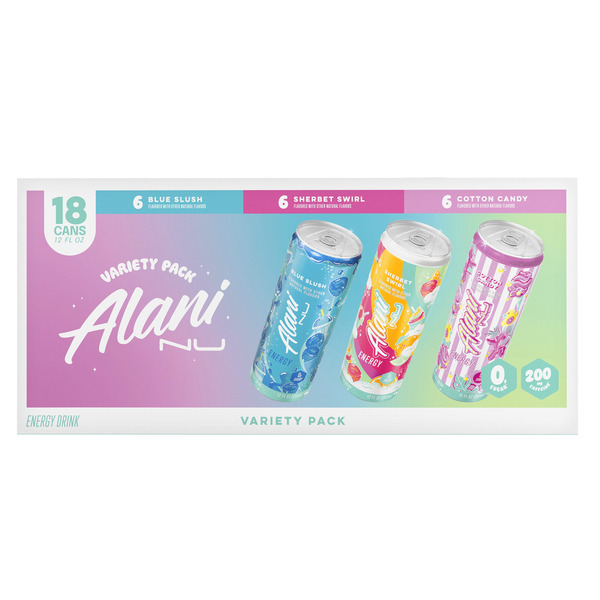 Alani Nu Energy Drink, Slush Variety Pack, 12 fl oz, 18-count