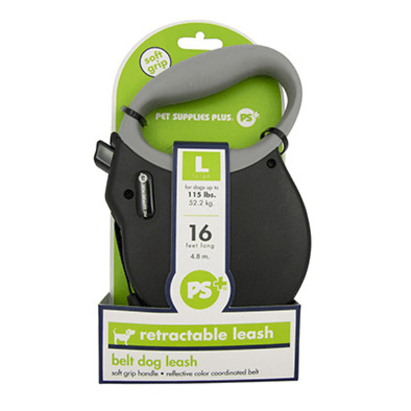 Play On Soft Grip Retractable Dog Lead, Large - Black