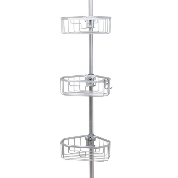 Zenna Home Tension Pole Corner Rust Resistant Shower Caddy In Satin Chrome