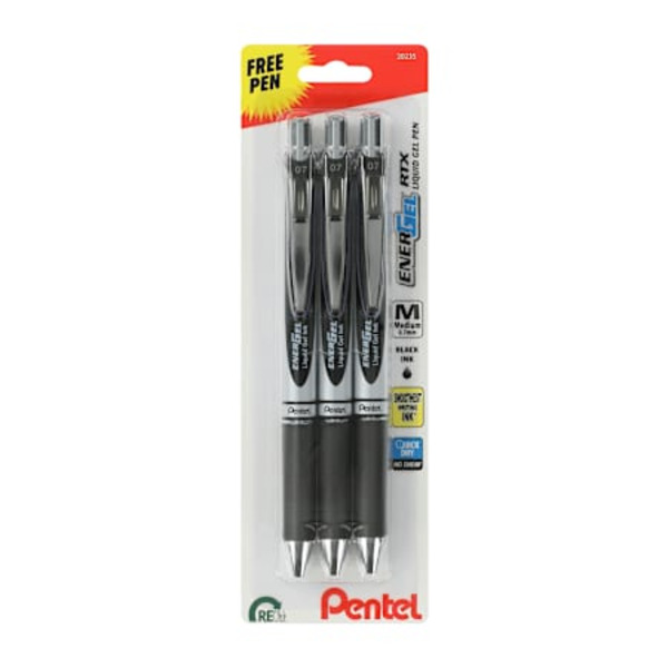 Pentel EnerGel RTX Liquid Gel Pens - Black Ink