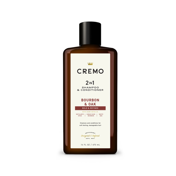 Cremo 2-in-1 Shampoo & Conditioner, Bourbon & Oak Same-Day