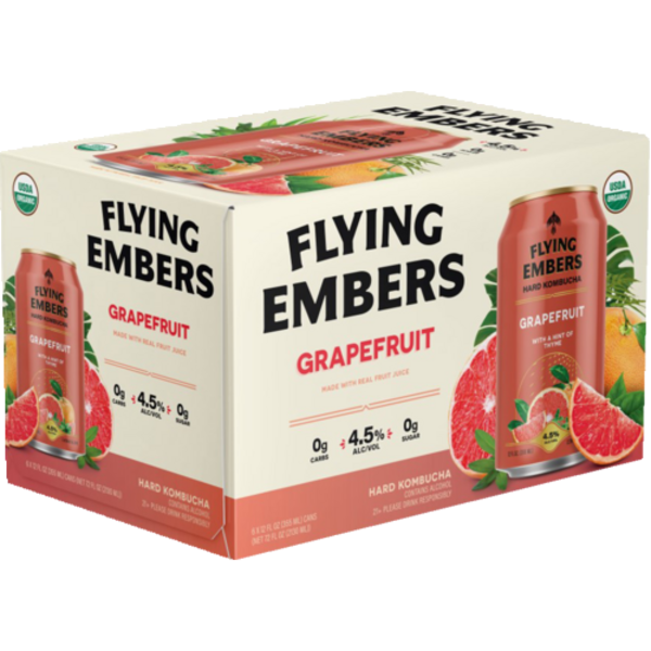 Flying Embers Grapefruit With A Hint Of Thyme Hard Kombucha 6 Pack Cans