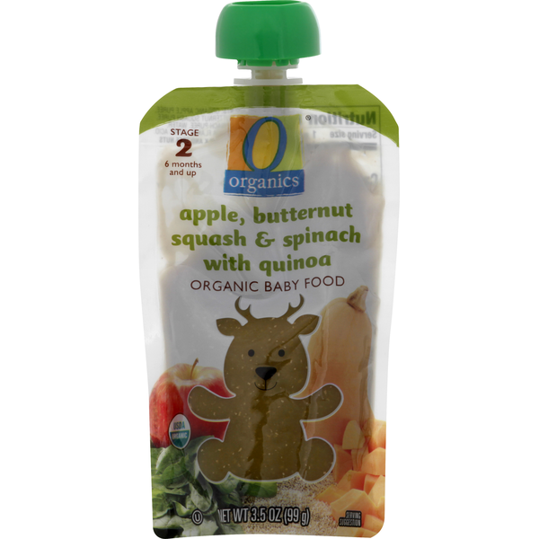 O Organics Baby Food, Organic, Apple, Butternut Squash & Spinach with Quinoa, Stage 2 (6 Months and Up)