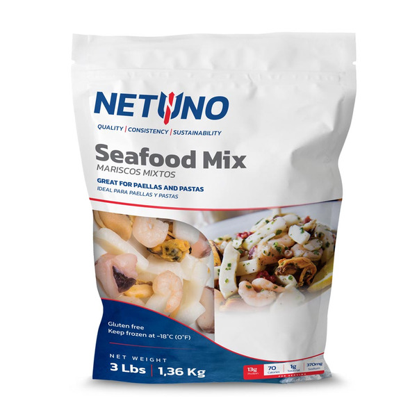 NETUNO Seafood Mix 3 lb. Bag - Squid, Mussels, Octopus & Shrimp