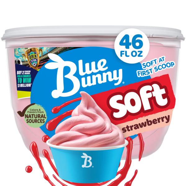 Blue Bunny Soft Strawberry Flavored Frozen Dairy Dessert, 46 fl oz