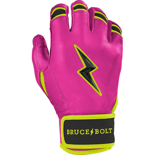 BRUCE BOLT Men's Pink Lightning Short Cuff Batting Gloves, XL - Pink