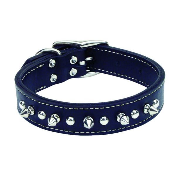 Coastal Pet 1" x 20" Black Spiked Leather Dog Collar