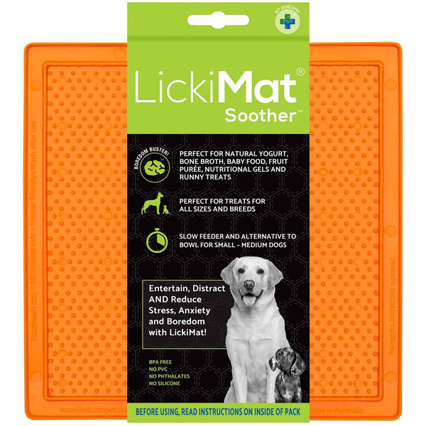 Licki Mat Classic Soother & Slow Feeder for Small To Medium Sized Dogs - Orange