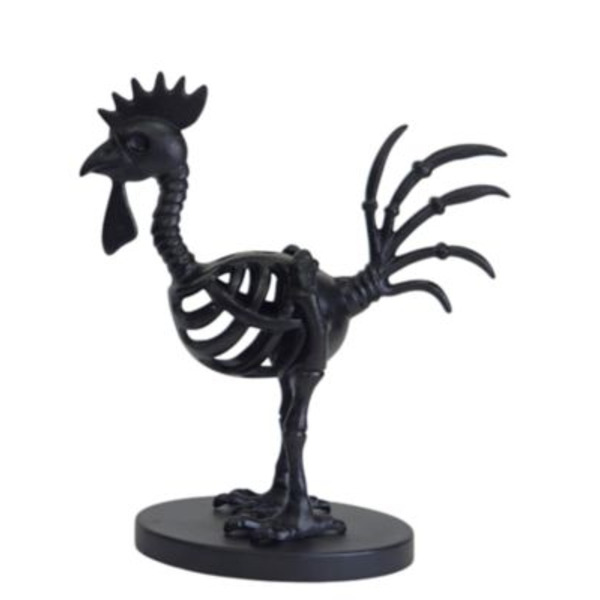 Red Shed 13.5 in. Skeleton Rooster Statue, Black