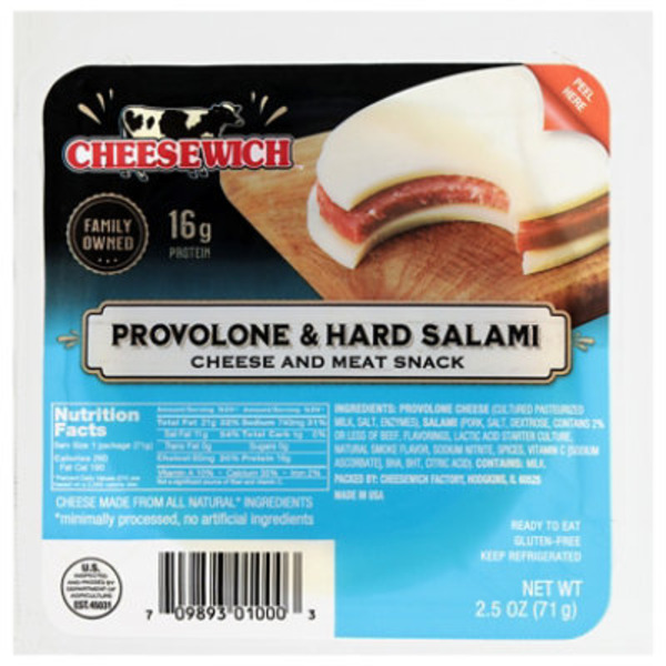 Cheesewich Provolone & Hard Salami Cheese and Meat Snack