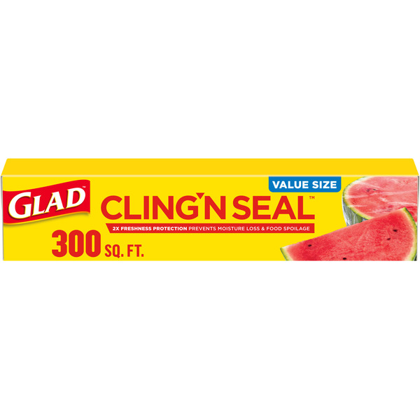 Glad Cling 'N Seal Plastic Food Wrap, 300 sq ft Same-Day Delivery