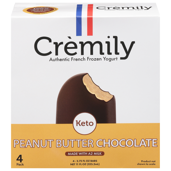 Cremily Frozen Yogurt Bars, Authentic French, Peanut Butter