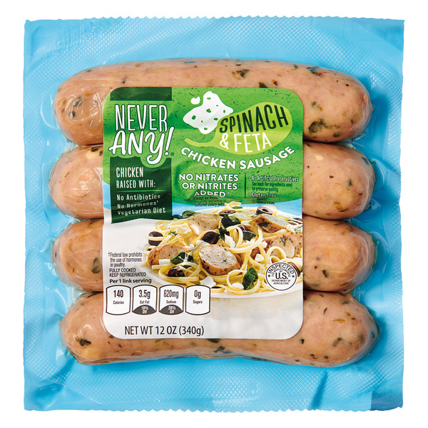 Never Any! Spinach Feta Chicken Sausage