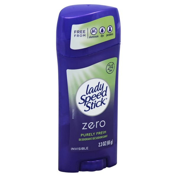 Lady Speed Stick Deodorant, Zero, Invisible, Purely Fresh (2.3 oz