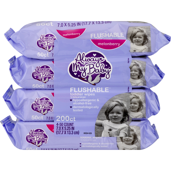 Always My Baby Toddler Wipes, Flushable, Melonberry (4 each) Instacart
