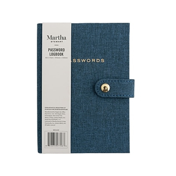 Martha Stewart Ruled 72 Sheets Password Book - Navy