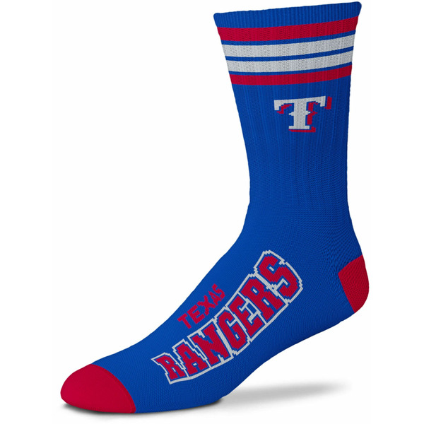 For Bare Feet Texas Rangers 4 Stripe Deuce Crew Socks - Blue