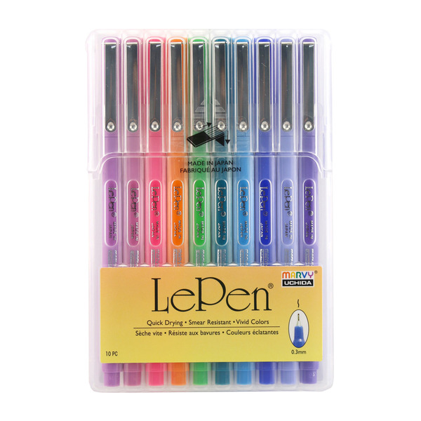 Marvy Uchida Assorted Inks Bright Micro Fine Tip LePen Set C Permanent Marker