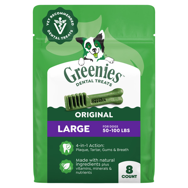 GREENIES Adult Natural Dental Dog Treats Large Size, Original Flavor, 12 oz. Pack, 8 Count