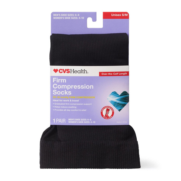 CVS® CVS Health Firm Compression Socks, S/M - Black Same-Day Delivery ...