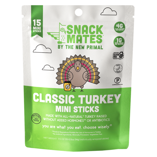 New Primal Snack Mates, Classic Turkey Mini Meat Sticks