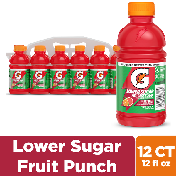 Gatorade Lower Sugar Fruit Punch Sports Drink Mini Multipack Bottles