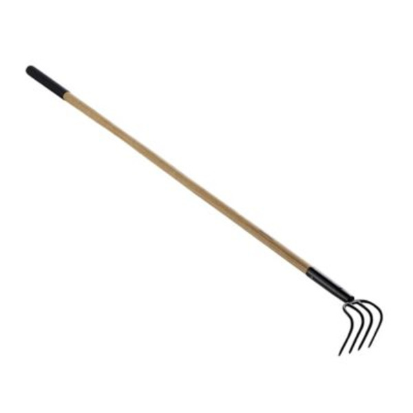 Ground Work 62.2 in. Hardwood Handle 4-Prong Forged Garden Cultivator