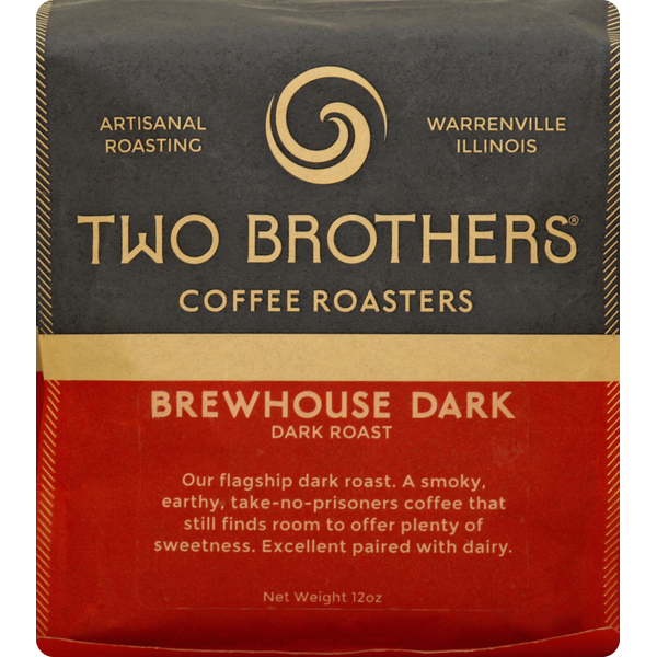 Two Brothers Coffee, Whole, Dark Roast, Brewhouse Dark (12 oz) Instacart