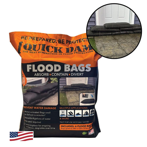 Quick Dam Water Activated 1 Ft. X 2 Ft. Flood Bags (6-pack)
