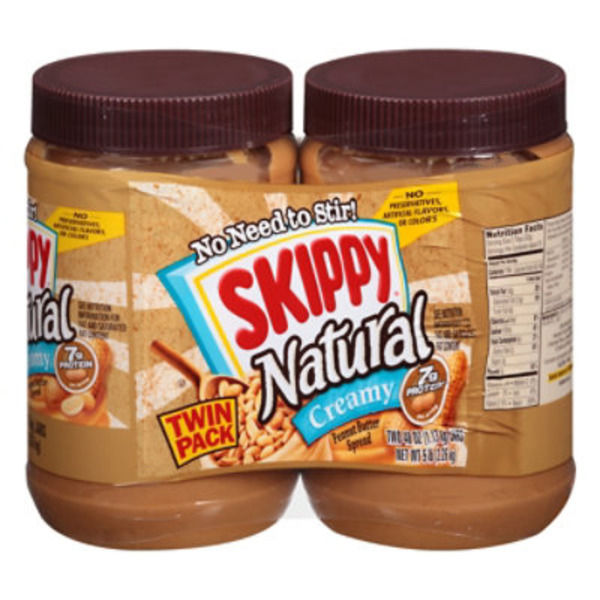 SKIPPY Natural Creamy Peanut Butter Spread Twin Pack