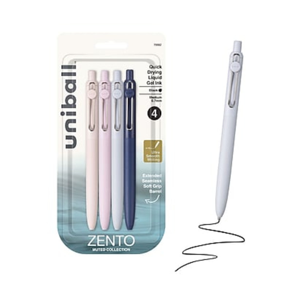 uniball Zento Point Ink Muted Cool Barrel Gel Pen, Medium - Black