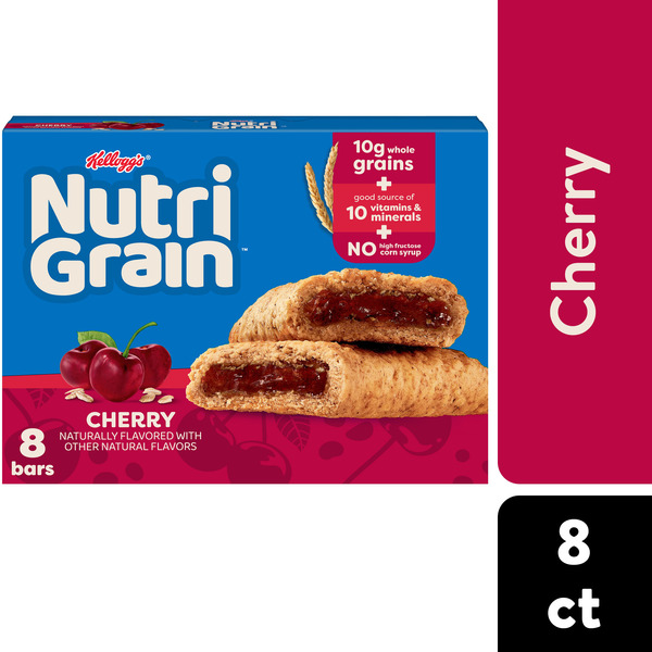 Kellogg’s Nutri-Grain Cherry Breakfast Bars, Made with 10g Whole Grains, 8 Count