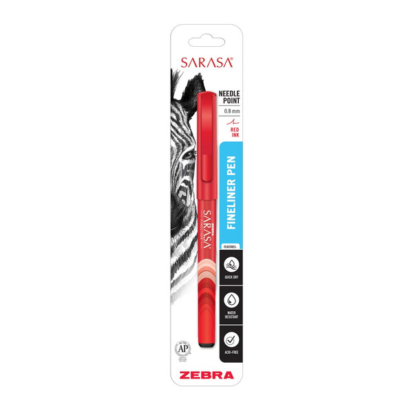 SASA✴︎ Zebra Sarasa 0.8 mm Needle Point Fineliner Pen - Red Same-Day