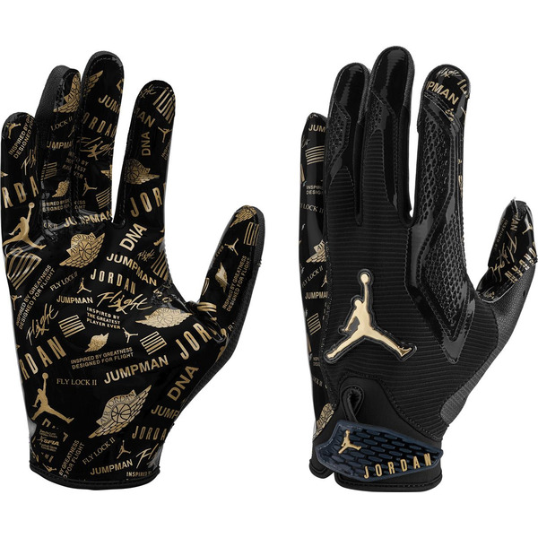Jordan Fly Lock 2.0 Metallic Football Gloves, XL - Black/Black/Metallic Gold