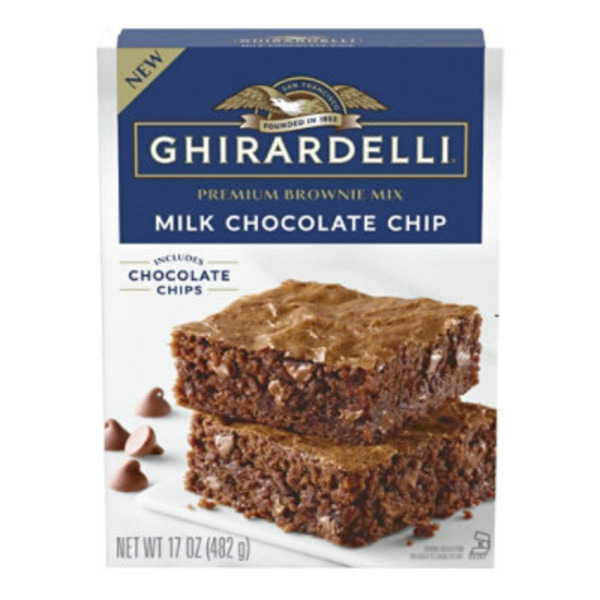 GHIRARDELLI Milk Chocolate Chip Premium Brownie Mix, Includes Milk Chocolate Chips