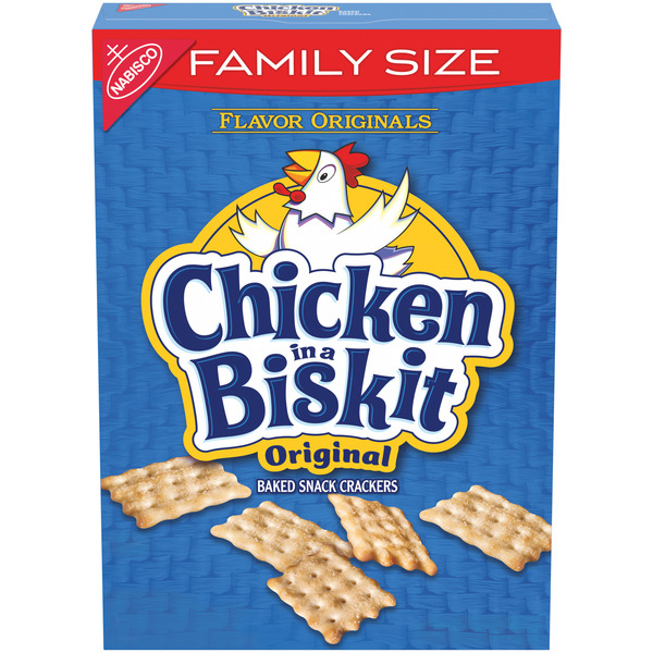 CHICKEN IN A BISKIT Original Baked Snack Crackers, Lunch Snacks, Family Size 12 oz