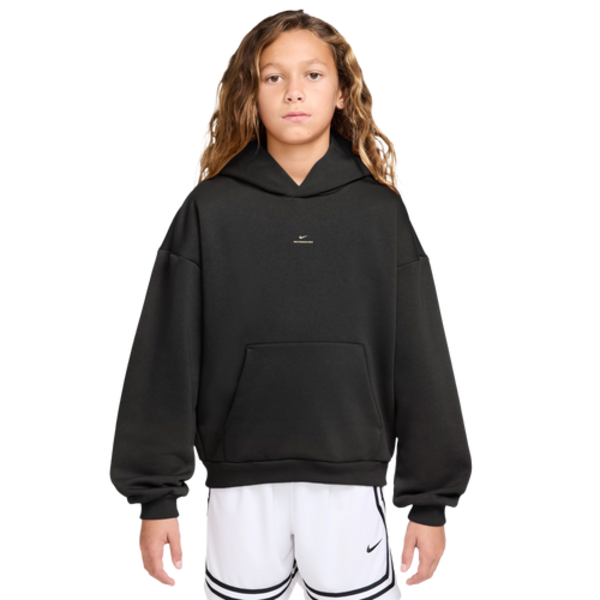 Nike Boys' Brush Fleece Pullover Hoodie, M - Black/Beige