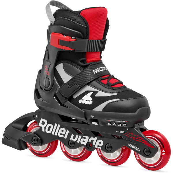 Rollerblade Kids' Microblade Adjustable Fitness Inline Skates, Size 5.0-8.0 - Black/Red