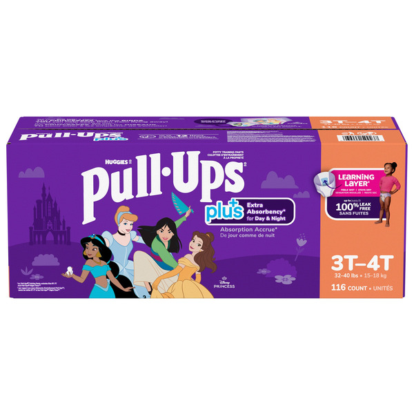 Huggies Girls' Disney Princess Pull-Ups Plus Training Pants, 3T-4T