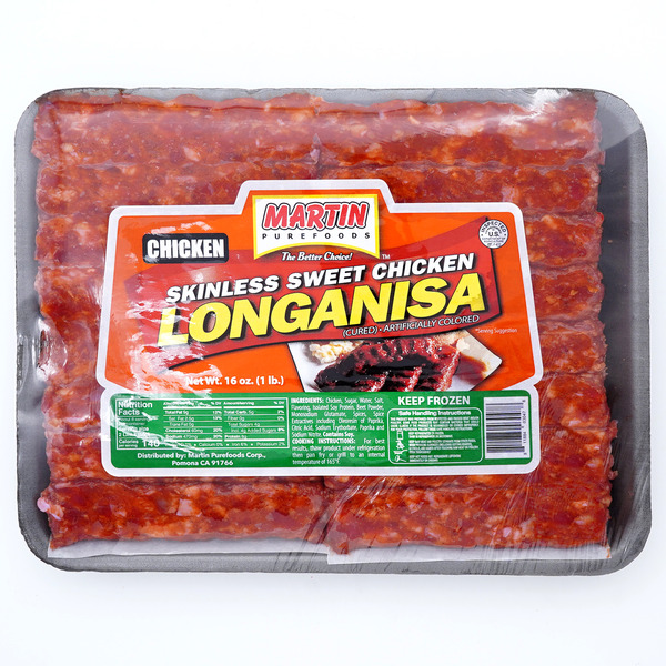 Martin Purefoods Longganisa, Chicken, Sweet, Cured