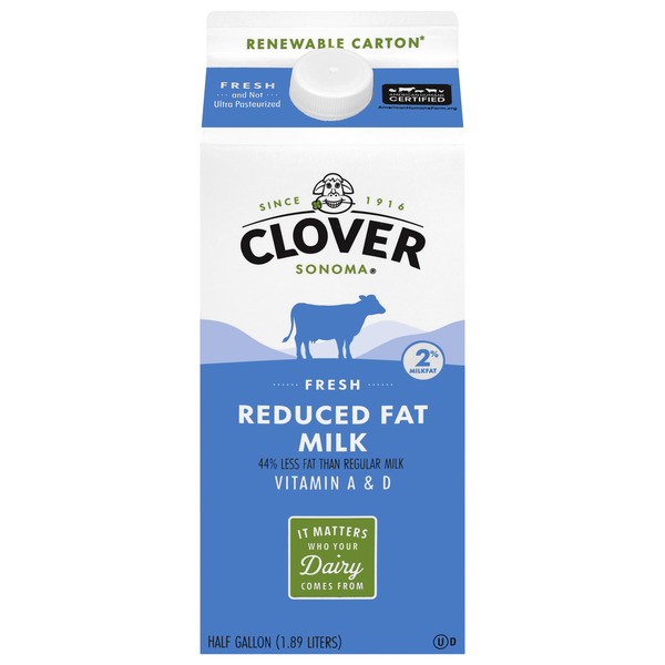 Clover Sonoma 2% Reduced Fat Milk Same-Day Delivery or Pickup