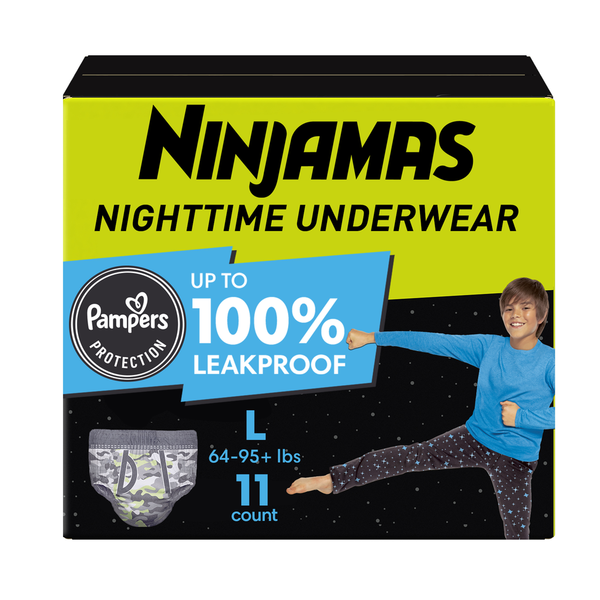 Ninjamas OdorMask Nighttime Bedwetting Underwear Size L Same-Day