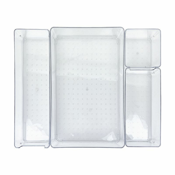 Belle Maison 4-piece Multi-Purpose Clear Drawer Organizer, White